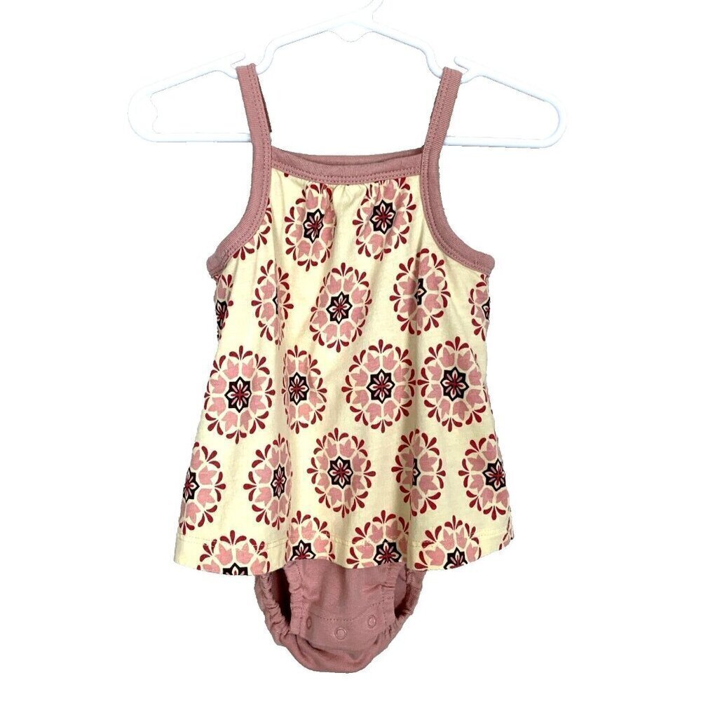 Tea Collection Sleeveless One Piece Romper Outfit‎ Pink Yellow Girls 6-12 Months